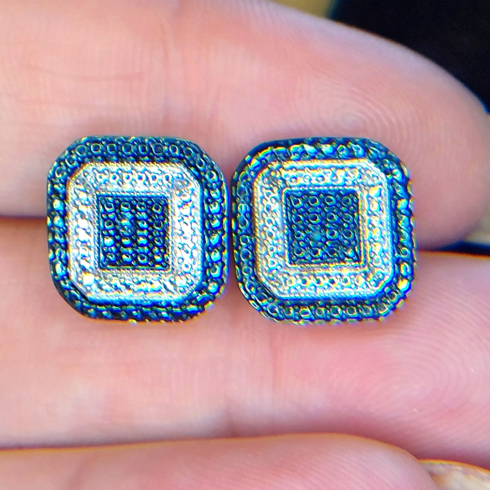 Blue Diamond And Diamond Earrings